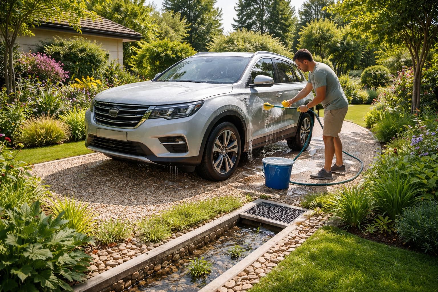 découvrez les meilleures pratiques pour laver votre voiture dans votre jardin sans causer de dégâts, tout en respectant l'environnement et votre habitat.