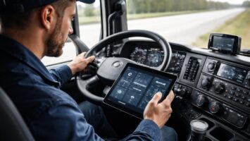 optimisez la gestion de la consommation et l'entretien de votre camion grâce à une tablette tactile installée directement en cabine pour un suivi facile et efficace.